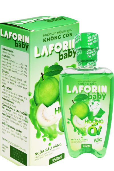 Nước súc miệng trẻ em Laforin Baby hương ổi ngăn ngừa sâu răng (Chai 350ml)