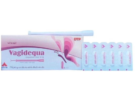 Viên đặt âm đạo Vagidequa hỗ trợ điều trị nhiễm nấm, vi khuẩn, ký sinh trùng âm đạo (Hộp 1 vỉ * 6 viên)
