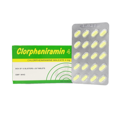 Thuốc Clorpheniramin 4mg DHG trị viêm mũi dị ứng, mày đay (10 vỉ x 20 viên)