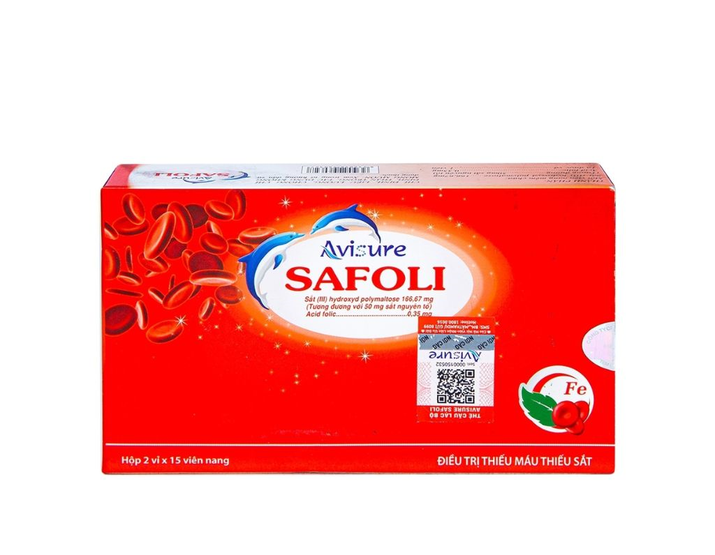 Thuốc Avisure Safoli điều trị thiếu Sắt và Acid Folic (Hộp 2 vỉ x 15 viên)