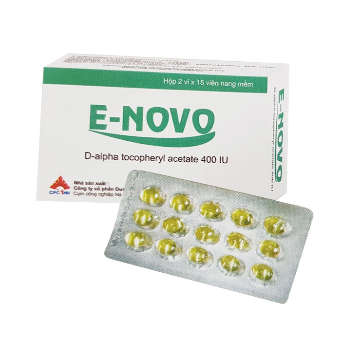 Thuốc E-Novo 400IU phòng và điều trị thiếu vitamin E (Hộp 2 vì x 15 viên)