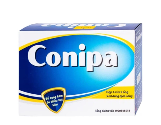 Dung dịch uống Conipa bổ sung kẽm, tăng cường đề kháng (Hộp 4 vỉ x 5 ống)