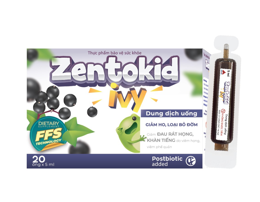 Zentokid Ivy Sol  giảm ho, ho có đờm hiệu quả, giảm triệu chứng của viêm phế quả cho bé (20 ống 5ml)